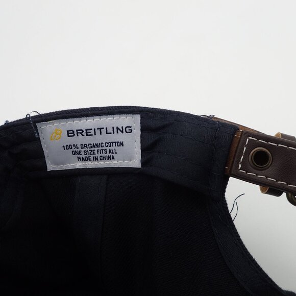 Breitling 1884 Blue Hat Cap Yellow Logo Leather Strapback Adjustable One Size - Picture 3 of 3